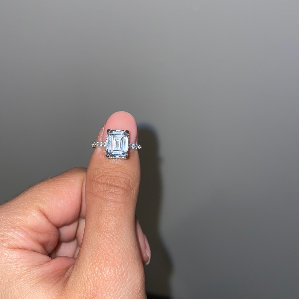 Emerald Cut Engagement Ring 2.47 ct 925 silver